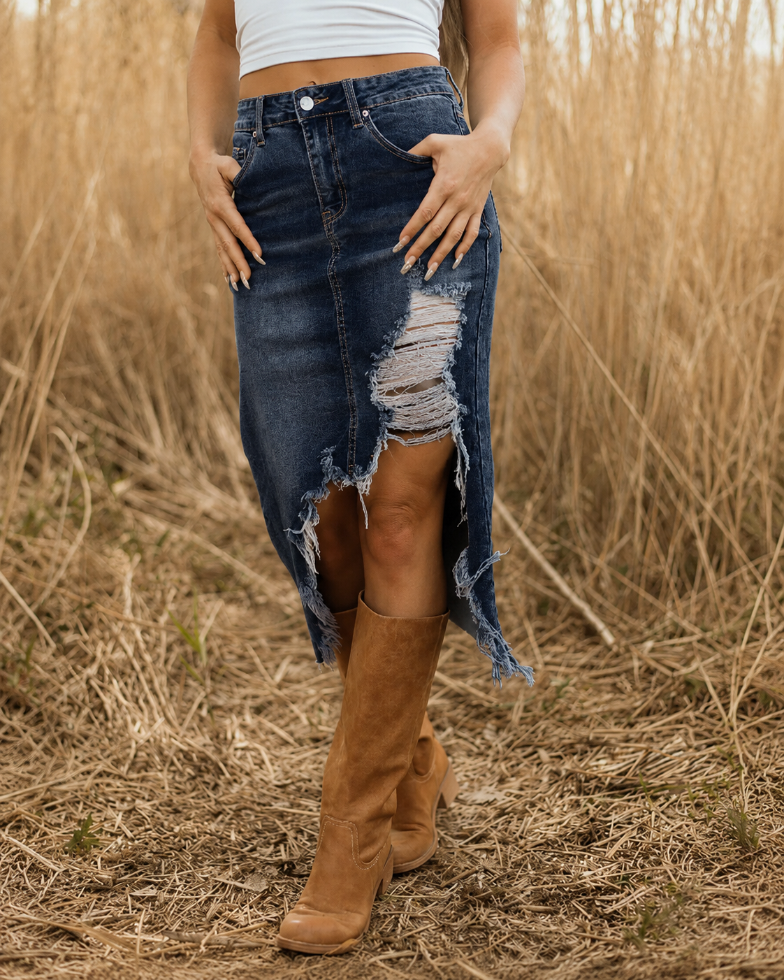 Westelle™ Denim Midi Skirt